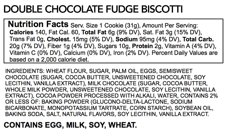 Double Chocolate Fudge Biscotti Singles Pack